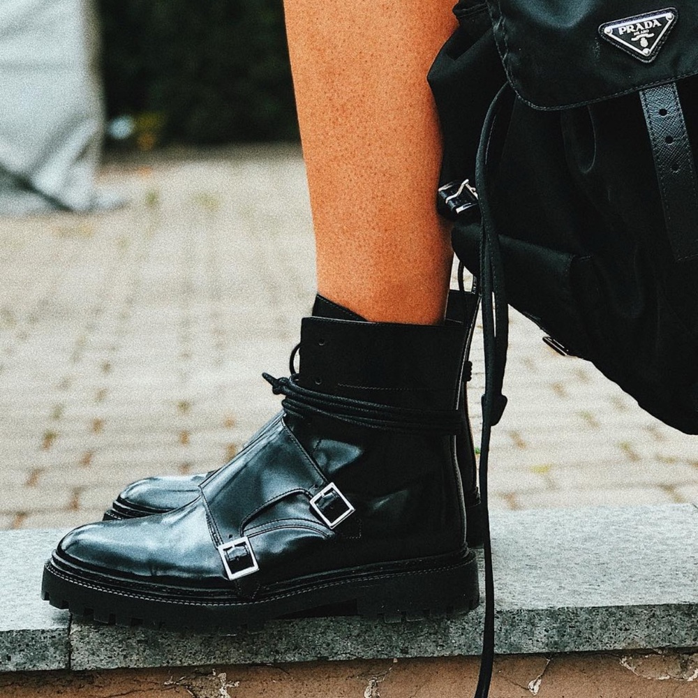 Lace Up Monk Combat Boots
